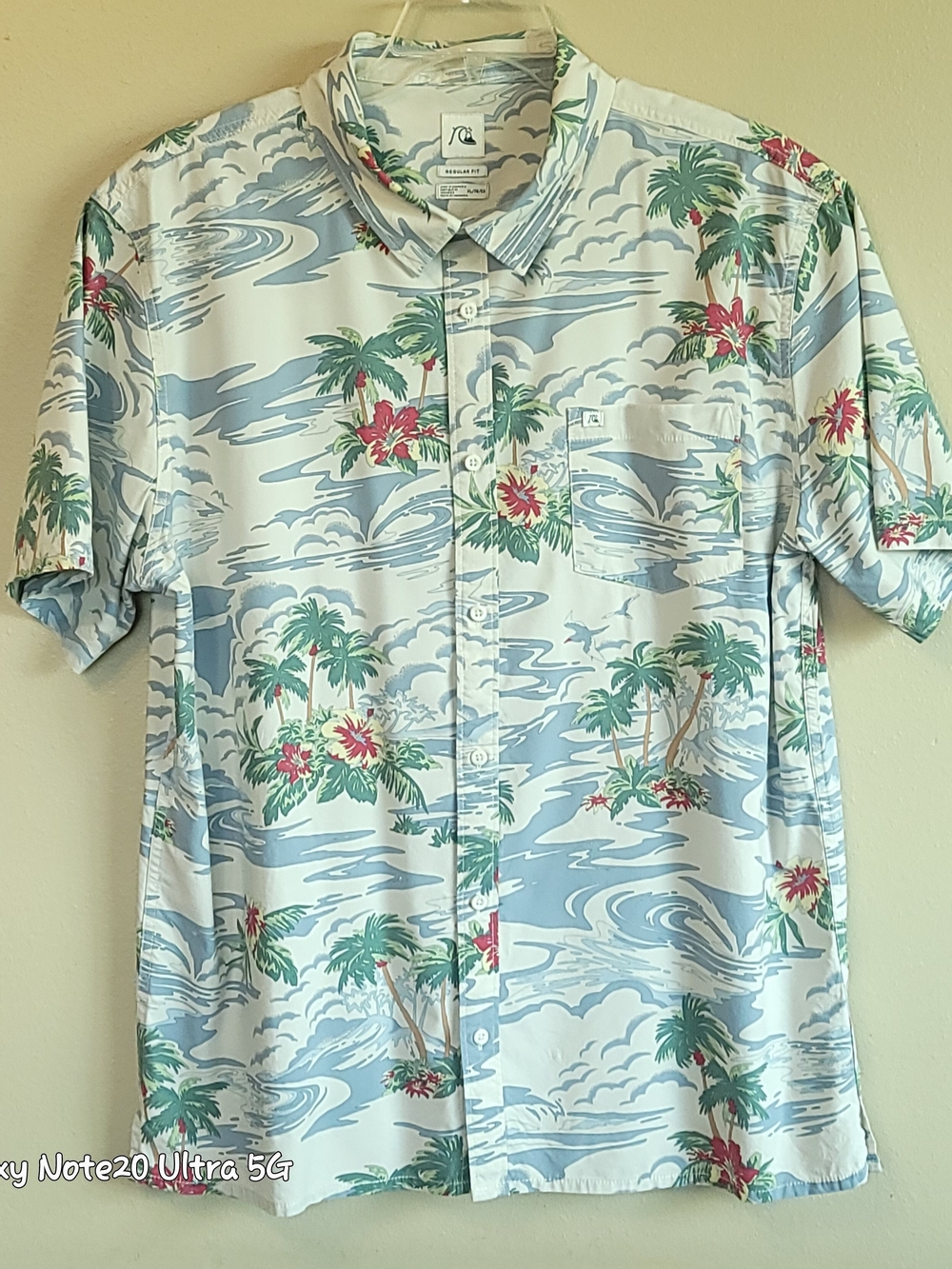 Quiksilver "Cloudnine" Palm Tree Resort Button Up Shirt - Men's XL Like New